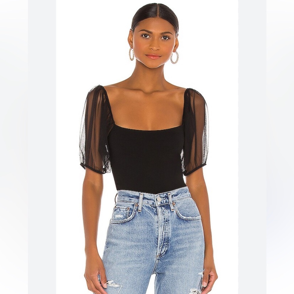 Free people black puff sleeve top